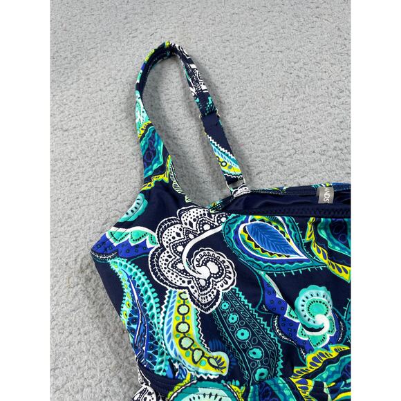 Lands End Womens Size 2 Green Blue Paisley Tankini Swim Top NWT - Picture 6 of 8